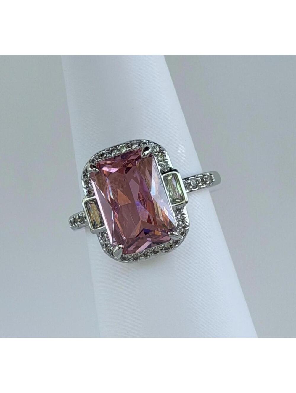 Bomb Party Ring Sz 8 - RG39454 "Joy In The Journey" Rose Quartz on Rhodium